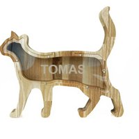 Personalized Wooden Piggy Bank Cat, Con box, Money box, Money bank