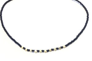 Necklace black seed bead with hematite stars