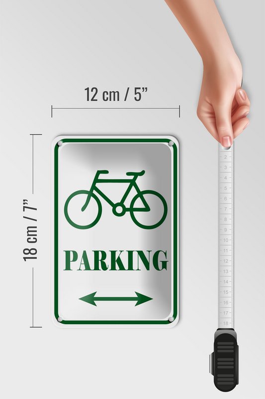 Tin sign notice 12x18cm bicycle parking white-green decoration