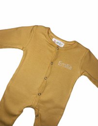 Mustard ribbed baby grow