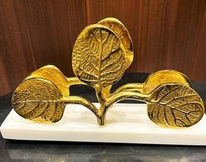 Antique Aluminium Napkin Holder – Tabletop Tissue Dispenser – Hand-Painted, Marble Base