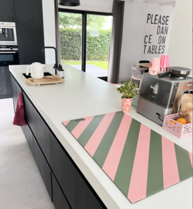 Inductiebeschermer streep roze- groen 80x52cm