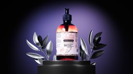 Aleppo liquid soap with 35% bay laurel oil, a natural hand soap in a glass bottle.