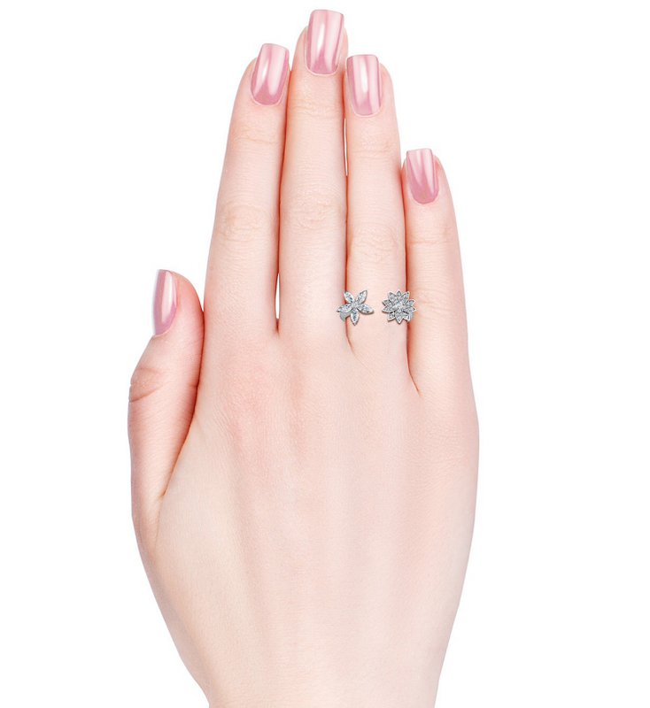 Anello Fraternal Bloom - Argento e cristallo
