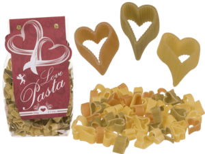 Three coloured durum wheat pasta with tomato &,