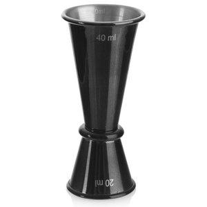 Schotmaat stalen dubbelzijds zwart 20/40 ml