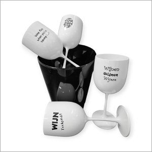 Weinglas – Set mit 4 verschiedenen Texten mit Eiskübel