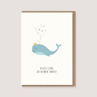 Folding card with envelope - "Whale - All the best for your baptism"