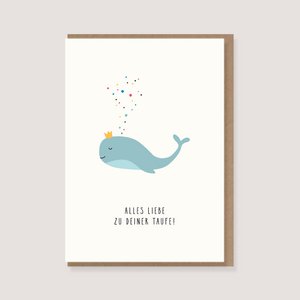 Klappkarte mit Umschlag - "Wal - Alles Liebe zu Deiner Taufe"