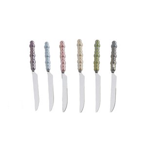 Silver Dessert -messen met multi -gekleurde mouwen - set van 6