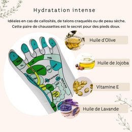 Chaussettes Réflexologie SPA Adoucissantes - Gel Hydratant aux Huiles de Jojoba et Olive, Vitamine E et Lavande - Redonne Douceur et Souplesse aux Pieds – Zone de Massage Réflexologie