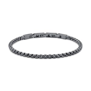 Frank 1967 7FB-0551 Stahlarmband – Herren – Glieder – 21 cm – 4 mm dick – Vintage-Look – Anthrazit