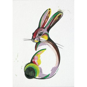 Postkarte – Kaninchen bunt
