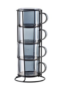 Peter Grey Set von 4 Tassen auf Ständer 350 ml