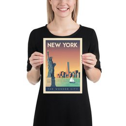 Cartel de Nueva York del vintage | Póster Ciudad Nueva York EE.UU.