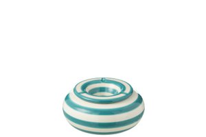 J-Line asbak Granada Stripes - keramiek - wit/aqua - large