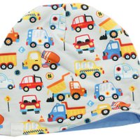 Kleine Könige Mütze Kinder Jungen Beanie  Modell Auto Polizei Happy Cars grau, hellblau
