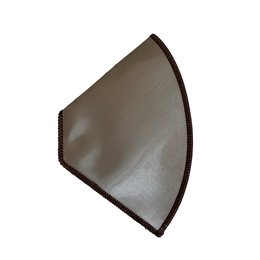 Reusable stainless steel coffee filter, round shape, durable material, suitable for portable coffee makers.