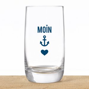 Longdrinkglas van kristal “Moin-Anchor-Heart” – maritiem design, gemaakt in de EU