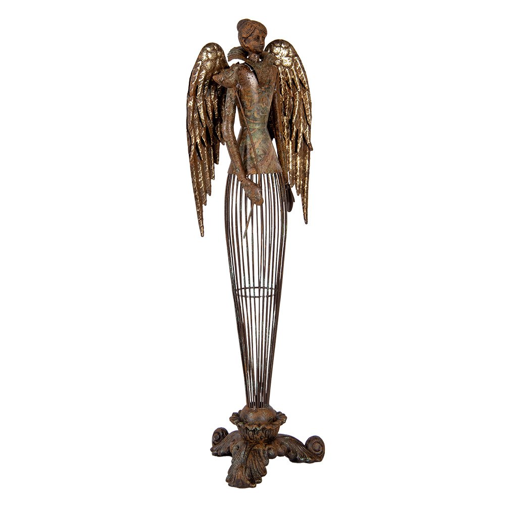 Decoratie Beeld Engel 17x15x54 cm Bruin Metaal