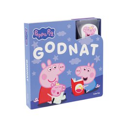  This Peppa Pig book with wooden figures set includes a storybook and wooden character figures. The book features Peppa Pig and her family in a bedtime story scene, with colorful illustrations and wooden figures that can be played with.