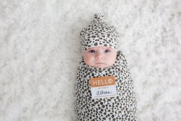 Lulujo Hello World Swaddle & Hat - Leopard