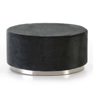 PUFF 90X90X45 TERCIOPELO NEGRO/METAAL PLATEADO TH6700800