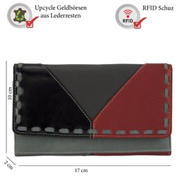 Cartera de mujer Sunsa. monedero de cuero. Cartera con protección RFID. Cartera sostenible hecha con retales de cuero. Cartera de mujer grande con muchos compartimentos para tarjetas de crédito: cartera/cartera para mujer, la mejor idea de regalo.
