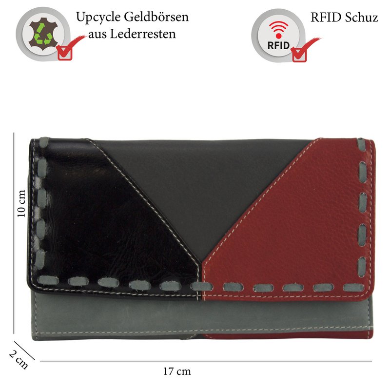 Cartera de mujer Sunsa. monedero de cuero. Cartera con protección RFID. Cartera sostenible hecha con retales de cuero. Cartera de mujer grande con muchos compartimentos para tarjetas de crédito: cartera/cartera para mujer, la mejor idea de regalo.