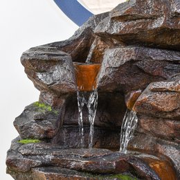 Fontaine XL- Niagara - Intérieur et Extérieur Cascade 5 Niveaux – Fontaine Jardin Terrasse Salon Nature Zen Lumière LED