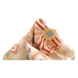 Vintage handgeweven champagne kelim vloerkleed