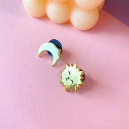 Sonne & Mond Mini-Pin-Set | Vergoldet | Harte Emaille-Pin | Pin-Brosche