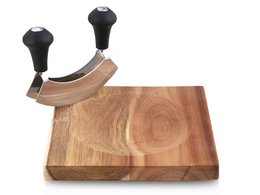 Chopping knife with double blade 14 cm including wooden board