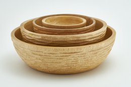 Drewniana miska - miska na owoce - salaterka - model Carved Low - natural - różne rozmiary