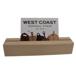 Wooden photo stand in beechwood, 15 cm tall, with a simple and rustic design suitable for displaying photos or other small items.
