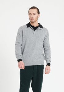 LUKE 5 Long-sleeved polo shirt in light gray cashmere