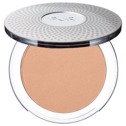 Pressed 4-in-1 powder blush in medium shade. Provides a natural, buildable glow for the face. Includes a mix of matte and shimmery shades to create a customizable look.