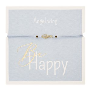 Armband - "Be Happy" - goud pl. - vleugel 606682