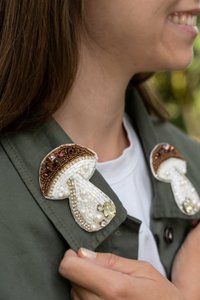 Broschenpaar: Pilze Braun