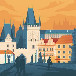 Affiche Prague Vintage | Poster Ville Prague République Tchèque