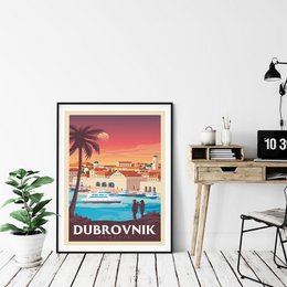 Affiche Dubrovnik Vintage | Poster Ville Dubrovnik Croatie
