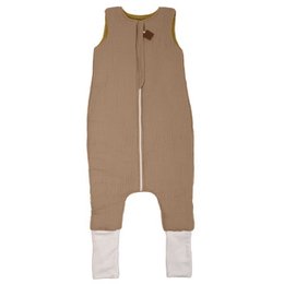 Organic cotton muslin newborn sleep bag in dark oak/olive color, suitable for 12-24 months, with a tog rating of 2.