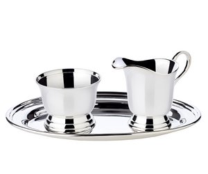 EDZARD Sahneservice Jersey 3-teilig, schwerversilbert (Zuckerdose, Sahnegießer, Serviertablett)