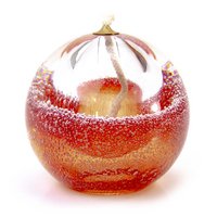 Oil lamp - Red - ø 10 cm - Crystal - Handmade