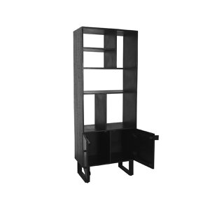 Homestorecity Bookcase Santos - Black - Mango wood