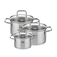 Set of 3 pots with glass lids 12 cm 16 cm and 20 cm Elo Citrin