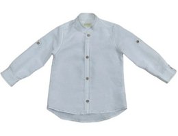 Light blue button-up shirt for boys, suitable for formal or casual occasions. Made of high-quality cotton material, featuring a classic collar and long sleeves.