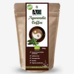 Ayurvedic coffee with natural ingredients, suitable for a healthy lifestyle.