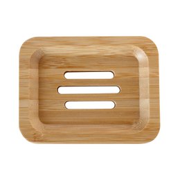 Bamboo soap dish, rectangular shape, natural material, for bathroom storage and organization.