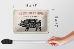 Tin sign pig 18x12cm Pork cuts butcher shop Fliesch decoration
